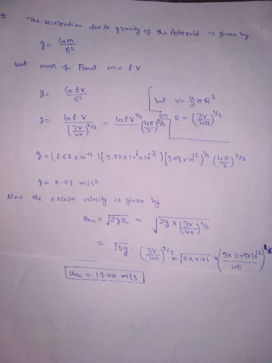 Pu accelerahiion dut to gravidy e th Aste reid given y G1m R2 but mars Plant G1.8.v R2 VE R3 2ut 3 3V R = uT 1663x13.9x 3 2/3