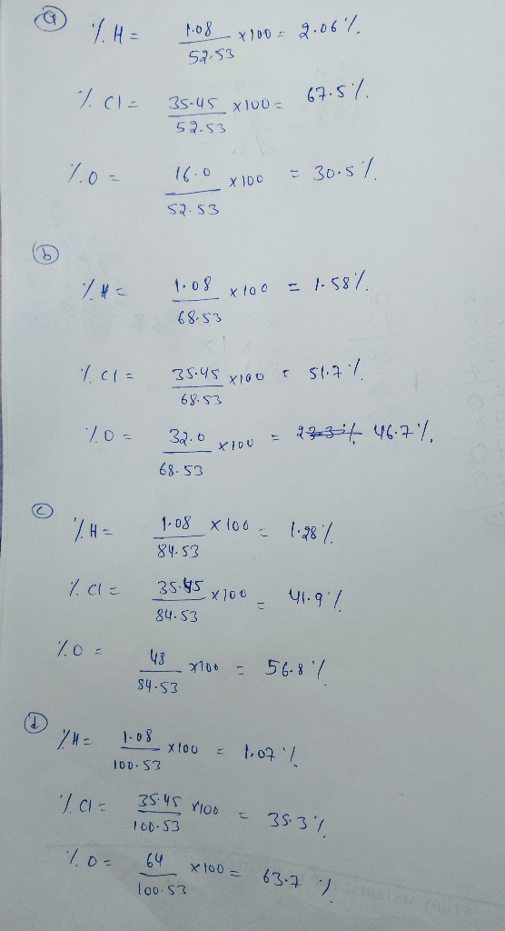 108 800 2.06% 52.53 67. 57 35.45 X100= 52.53 43 xloo 16.0 x 100 = 30.5% 52.53 1:08 x 100 = 1.58% 68.53 35.45x100 & 56.7% 68.5