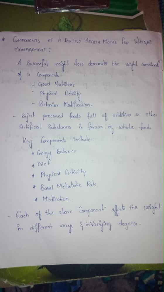 COMPONCNTS A PosiTive HEAUTH MoneL foR WeigHT of MANAGEMENT: A Suteonful *3 Componenta- Good Nubiton Physical Adkity Joas dem