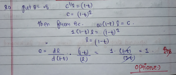 80 put 8 = 65 642= (1+) c= (1-62 then from Be. w(1-t) l = 6 1 C1-t) e = (1-t2 l= (+) 1.Ch y. dctt) (2) (10) optione.) (1-0) d
