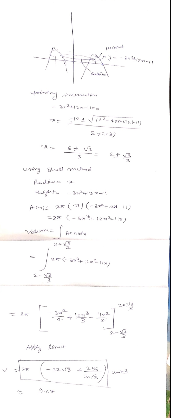 Height - 3+1+12 pointal h irsleien - 3212271-Ico ir 12 V 122-4X(-37% 6-11 240-37 n= 6 + 3 = 21 3 uring shell method Radius= a