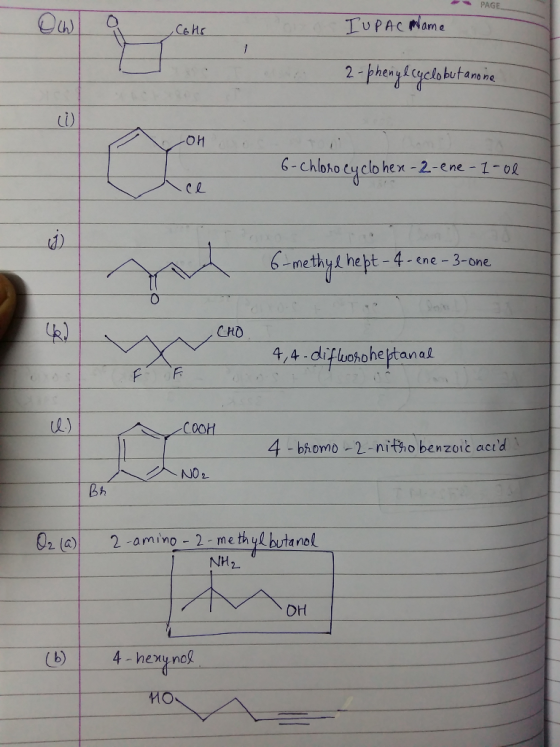 PAGE a Cotrona IUPAC Name 2-phenylcyclobut anoine i con - ti 6-chloro cyclohen-2-ene-1-00 ce 6-methylh .4-ene-3-one CHO 4,4-d