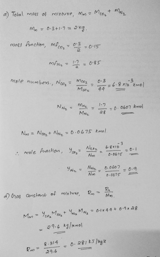 r) Total mass of mixture, MM, Mce, 0 3 D. ObO 0.9 NN2 o.oo7 0-6070.9 0 062s a) thas constant oms he, R M价 8.314 R29.6
