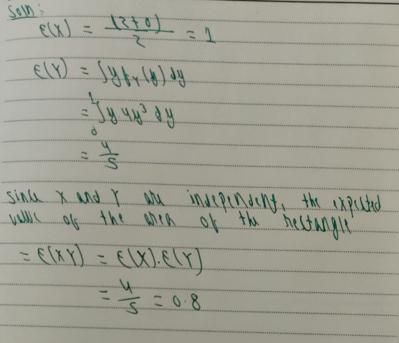 Sen w - torg21 Ely) = lyfr (4) dy since X and Y are independent. the expected..... So the mech of the testingle = {(x) = E(X)