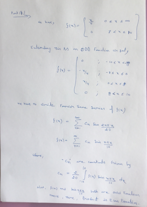 Pnt 1 We hat O00 Fmdin we Endending Trin A 7n701 - 972 78 - write Fourier Sune Series He hue to Cn Sin 2nTY - Sun nT Cn store