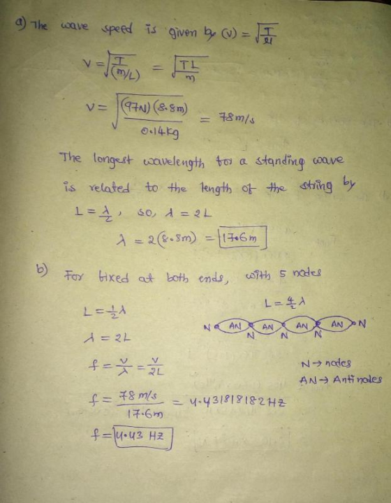 g)가e speed ux. ve is-given (V)- (me) リ The longest u。Velength to a standing (Dave is Yelated to the length 다the shing y 2 N →