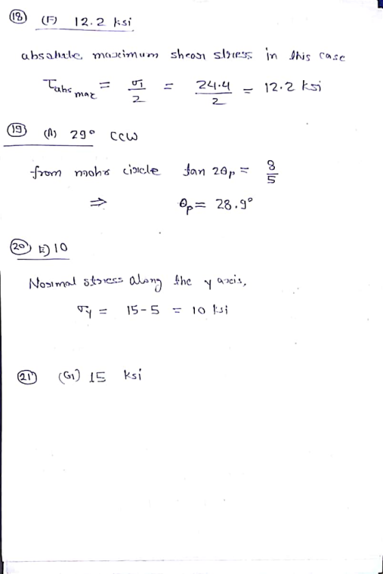 (B F 2. 2 ksi shros ss in INis case Tahe 24.4-12.2 ksi from moh ciele Jan 20,- 3 the y is, OSima 15-5 10 i