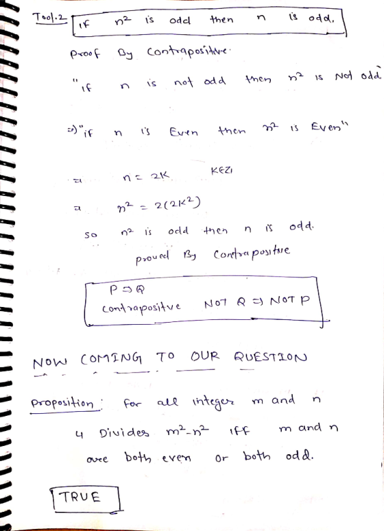 Tool. 2 ir ne is odd then n is odd. I proof By contrapositive. is not odd If n then ² is Not oddi 2) if n is Even then 22 i
