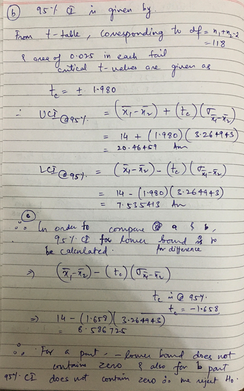 118 6 95% ca in given by I from t-table, coresponding to df = n, they & crea of 0.025 in each fail critical t-values are give