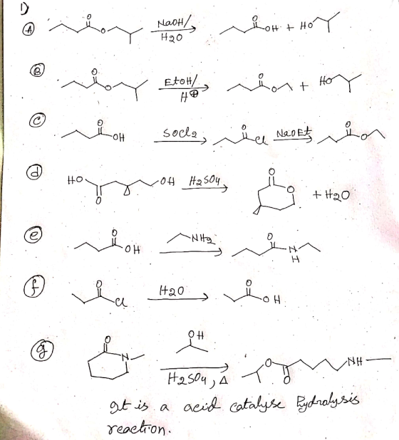 요아 NaoH H20 Ho EtoH/ socla Nao Et -OH 04 H250y H20 NH oH Ha0 o H OH H2S04A 9t isa acid Catalyse oysis reoetron