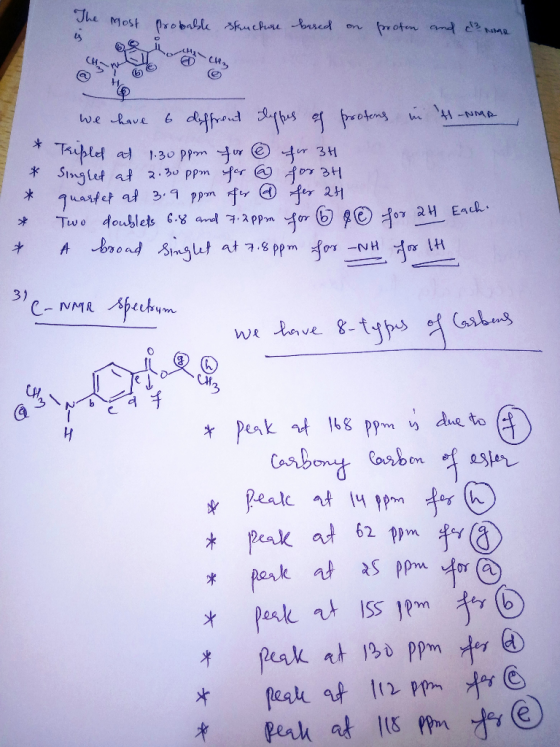 Most probable structure based on proton and Me * * we have 6 deffrent clippes of protens in nur Tripled at 1.30ppm for for 34