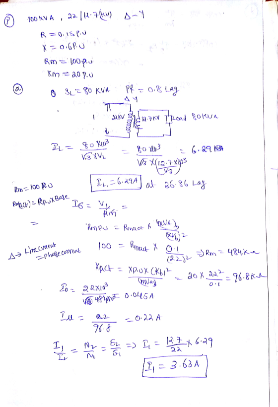 100 KVA 22/12.7 (kW) B-1 R=0,ispu X = 0.6P. u Rm = 100po km = 200.0 SL = 80 KVA Pf = 0.8 Lay 32KV Rakv 7 paid fokua PL 80 X10
