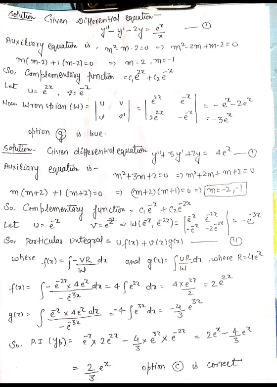 21 Auxiliary equation is m solution Given Differential equation - y-y-2y = 2 m - 2:0 - m2-2m +m-220 mam-2) + (m-21-0 Sor co