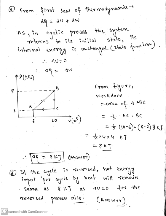 from first law of thermodynamics dq = dor do its state, in returns to its initial internal смета is en AUS 0 onchanged (state