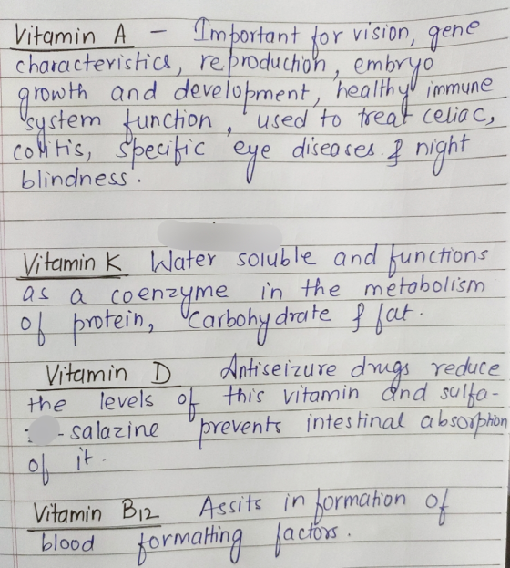 Vitamin A - Important for vision, gene characteristics, reproduction, embryo growth and development, healthy immune system fu