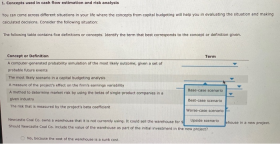 1. Concepts used in cash flow estimation and risk analysis You can come across different situations in your life where the co