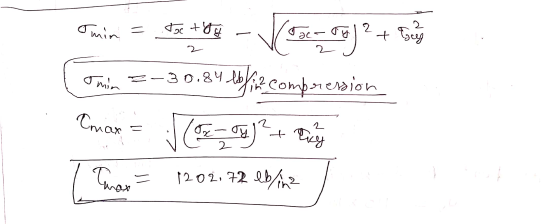 t2 2 VV Canin = 4 * te - V ojet tona Train =-30.84 kytic compression Oman = (- ou + try l Chan = 1202.72 lb in