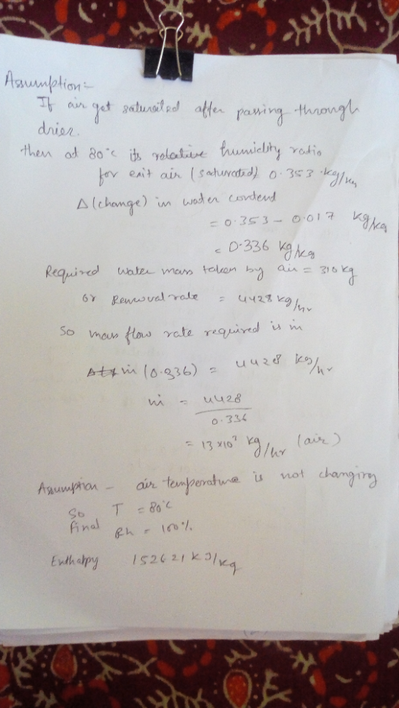 Assumption: It air got satubiled after paring through drier then at 80s its relative humility ratio for exit air (saturated)