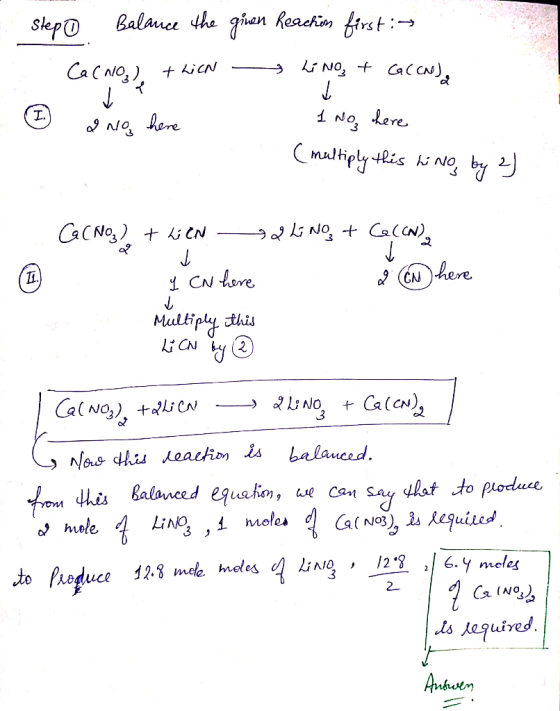 Balauce she ghen Reachin first Slepo CaCNo) icN 1 No ere No here multiply 4his iNo by CaCNo) N No Ca( CN). Nhere 1 CN ore Mul