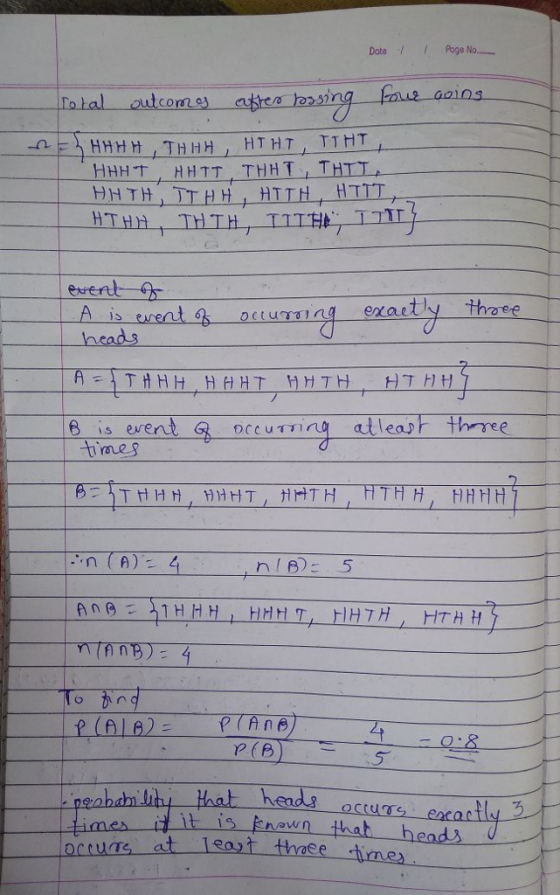 Date / / Poge No.- - HT event neads B is erent G occuTTna atleah thrree 5 eat heild occurs : eaeactly-