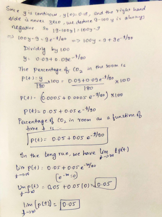 Since So Dividing y is continou, y/o) 0.18, and the right hand side is never zero, we deduce 9-100y is always negative 19.100