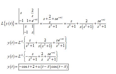 1+ ਬ $+-+se L{y()} = -+ ਨ+ 2 +1s (s +1) s** (2)=rਜ ਤੇ ਨੂੰ y(1) =-cost+2+1 (1-1)cos (1-1)