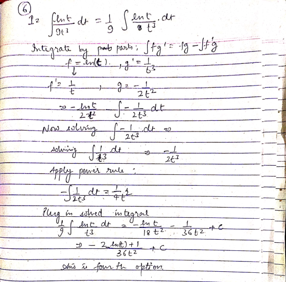Clent dr = lo sentar Integrate by practs parts, Stg = fg - If g te t = 12 +2 ... fata de Now solving - lidt as solving Its at