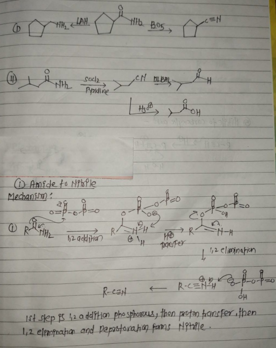 Hib Bos LAH N=? CN BAL sac2 Ppodine AMide to Nfhfle Mechansm oteo R HABR TOpefex R HH NH 12 elinatiun R-CENH ReEH Ist step 42