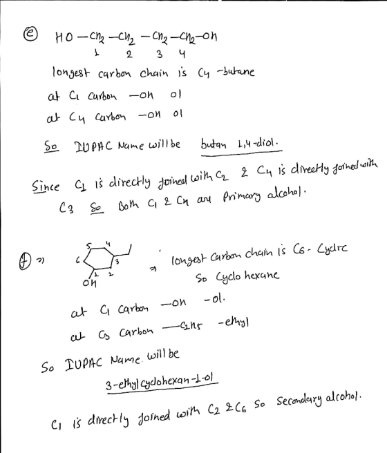 © HO-CH₂ - CH₂ - CH2 -Cha-on 1 2 3 4 longest carbon chain is Cy -butane at ai curbon -on ol at cu carbon -on ol So IUPAC Name