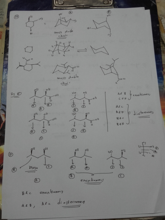 vi @ most stable chair most stable chail olt ou ALB 6 enantiomes cen J Alc ) ARD 6 BIC I stereomers ox) @OK ) Вер oll Toro or