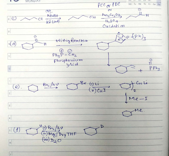 MUNDAY 20 21 22 23 -PDC Mo Tu We Th Fr Sa Su 1.1 na Naon n on Nazzot thro 4 Oxidation Willig Reactia months Ph: phosphonium y