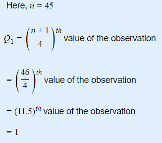 Here, n = 45 Q1 n +1th value of the observation 4 46 th II (3) value of the observation = (11.5)th value of the observation