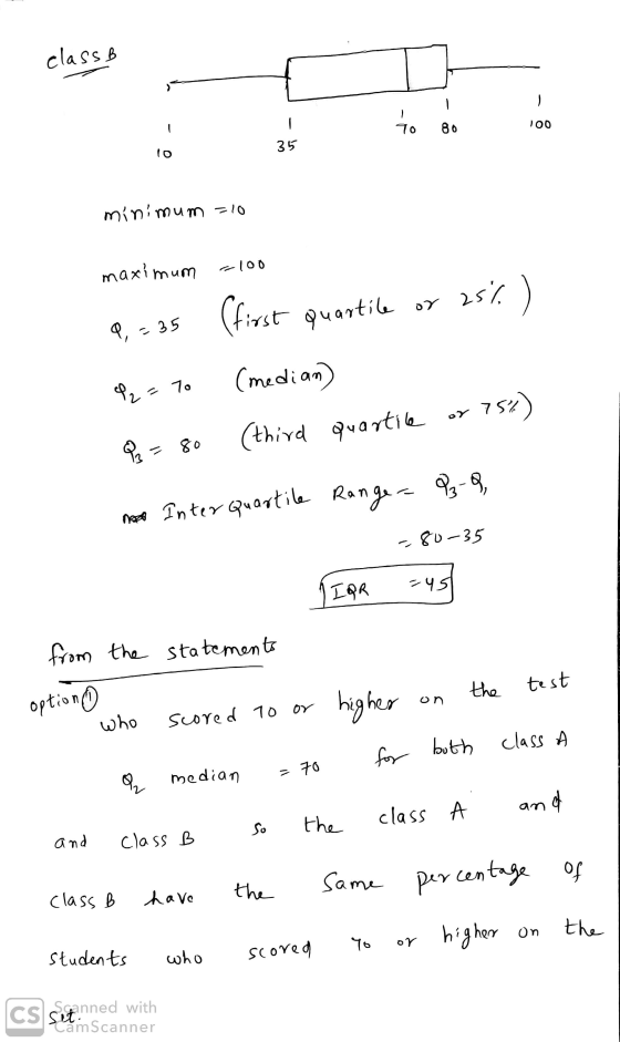 class B 1 70 80 100 35 lo minimum =10 100 maximum 25%) (first a quartile or 25% 9 , - 35 70 (median) P2= (third quartile or 7