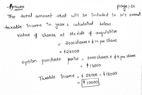 year 3 з Answer page; 01 The total amount that will be included in ts overall taxable income in calculated below. value of s