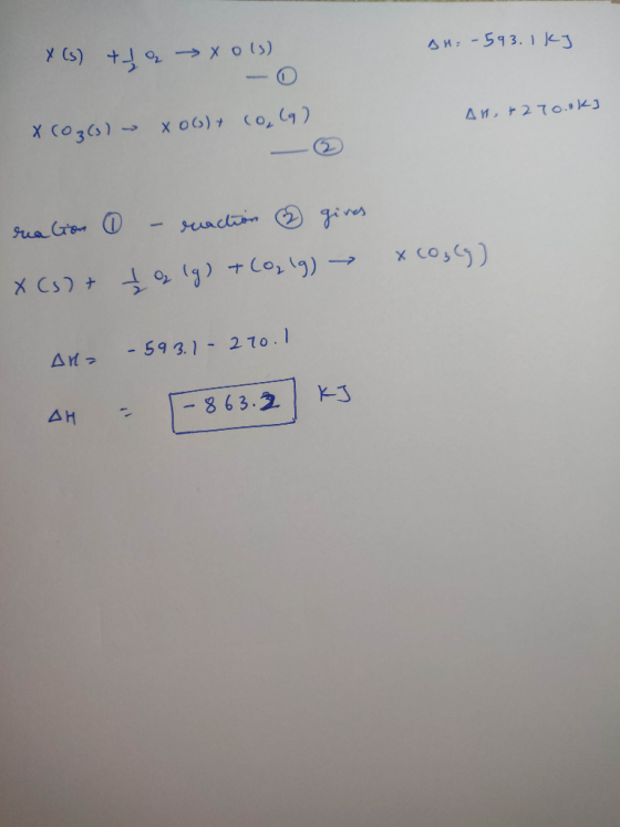 AM:-593.1 k Co3s)X o6)Co, An, 27o.KJ Sua Cron suacuon x cos) - 59 3.1- 2 70.1 At K3 - 863.2 AH