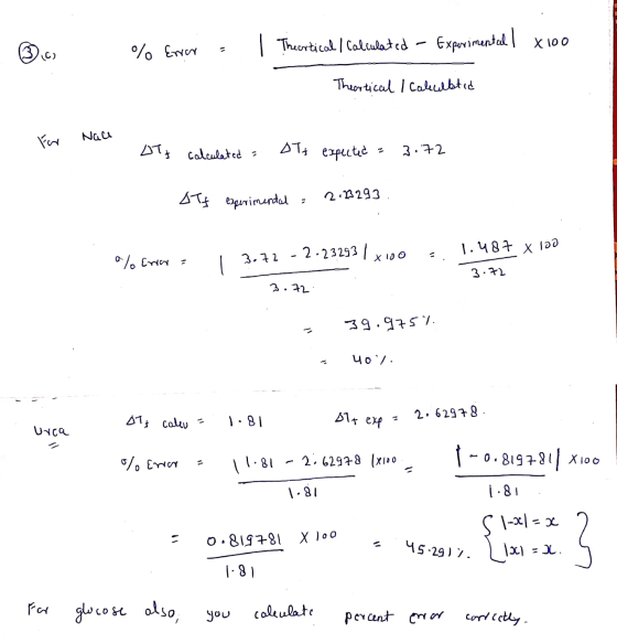 % Error = 1 Theortical / Calculated - Experimental I x 100 Theortical I Calecelltid For Nach DTi calculated = alt expected =