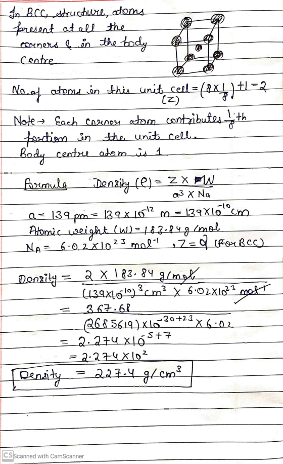 In Bcc structure, atoms present at all the corners & in the body Centre No.of atomd in this unit cell = (844) +1=2 Note Each