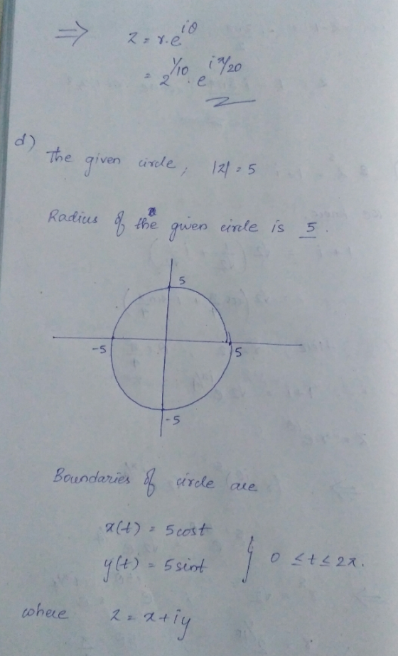 10 zaio til Yo e 1920 d) the giver The given circle, 12425 Radius of the giver circle is s. Boundaries of circle are x(+) 5 c