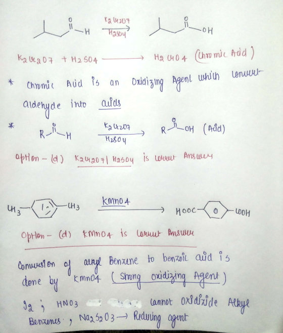 Ka 14207 Hasoy Ką g 07 + H2 504 Hq 040 4 (Choomic Acid) * chromic Aud is an Oxidizing Agent which concello aldehyde into aiia