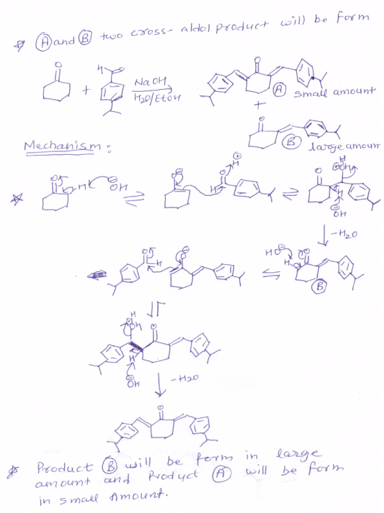 Dand tvo coss aliel Product) be rm Na oH Small amount Mechanism 1 Oh H20 Productil be ferh in lage amount and Prod yetbe Porm in s mael mount