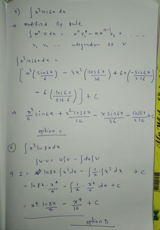 Modified n-1 na 5) Ialrosbx dx By sule sae? v dx = integration or Solrosenda [(sinca) - 3x V 342/-losoa 36 (res 62 ) +6*(**