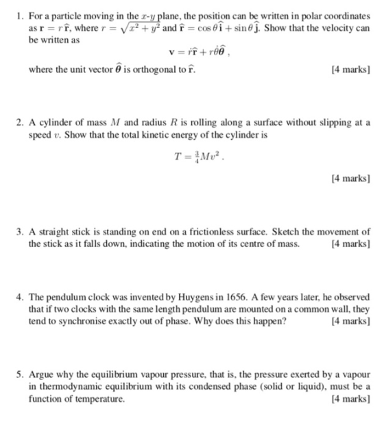 1. For a particle moving in the r-y plane, the position can be written in polar coordinates as r rf, where r= V be written as