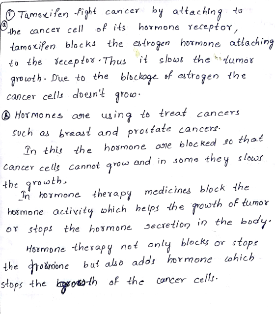 Tamorifen fight cancer by attaching to the cancer cell of its hormone receptor, tamoxifen blocks the estrogen hormone attachi