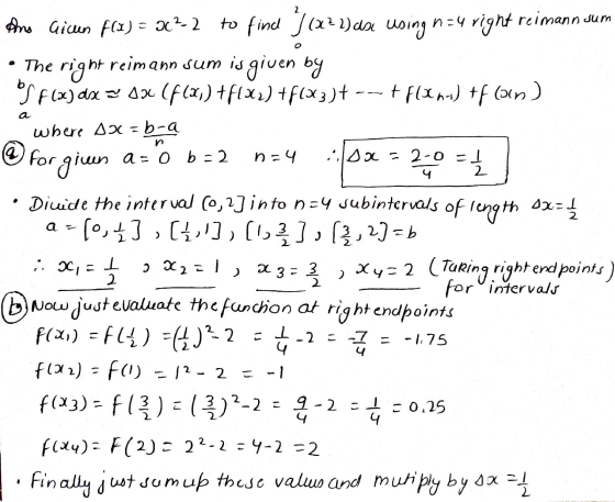 Ano Gicun f(a) = 3C2-2 to find y (x2) 2) dsi using neu right reimann sum •The right reimann sum is given by by Flx) dx = 000