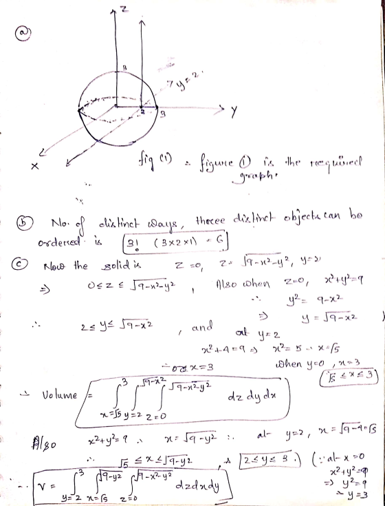 9. y=2 sy fig (1) X figure 6 is the required goraphi (6 of 250, ZEO, Noi distinct ways, thecee ditline objecta can bo ordere