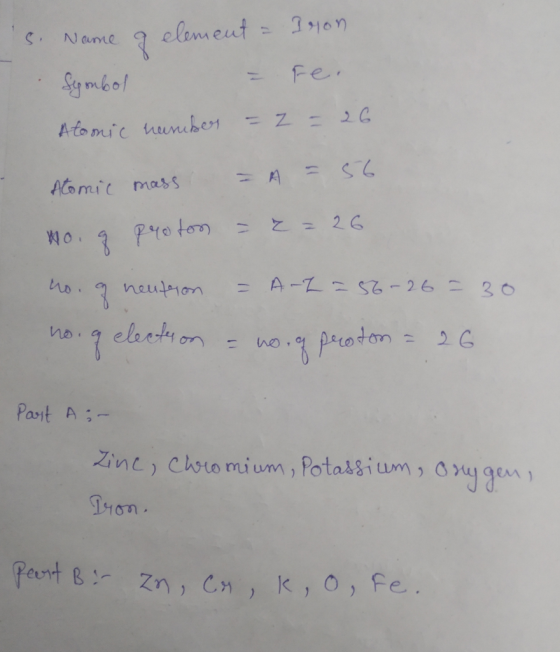 elemeut = Ion Name Fe Sy mbo1 A-to mic hunihen A = SC Atomic mass Pro torn A-ZIST - 26 30 neuton elaat on 2G proton Pait A-