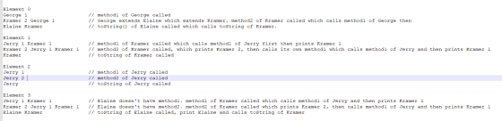 Element o George 1 Kramer 2 George 1 Elaine Kramer // methodl of George called // George extends Elaine which extends Kramer.