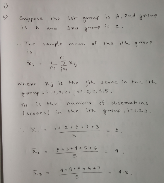 up is A, 2nd aup o se is B and 3rd grao npǐse. The sample mean of hhe ih 1S ni mi is he mbey of obseyvahons the ih g roup,,3