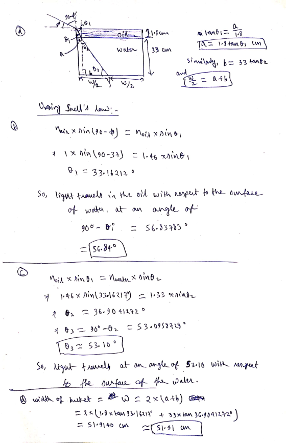 goopi 101 oft 11.sem mitano i Tog Ta= les tan di um water 33 cm a. 03 sinvitaily, b= 33 tanda TW = atbl W/2 W72 Unsing Snell