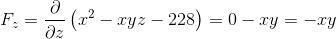 F a (22 – xyz – 228) = 0 – xy = -cy az